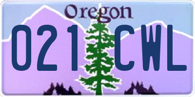 OR license plate 021CWL