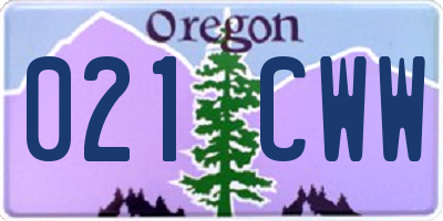 OR license plate 021CWW