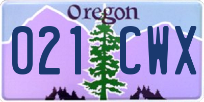OR license plate 021CWX