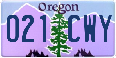 OR license plate 021CWY