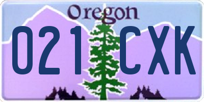 OR license plate 021CXK