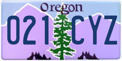 OR license plate 021CYZ