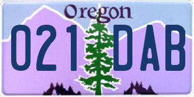 OR license plate 021DAB
