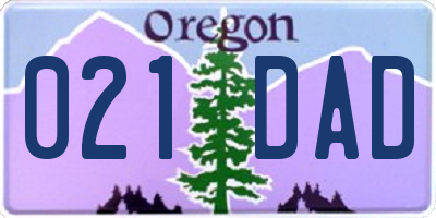 OR license plate 021DAD