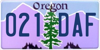 OR license plate 021DAF