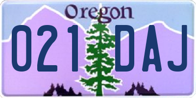 OR license plate 021DAJ