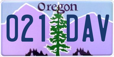 OR license plate 021DAV