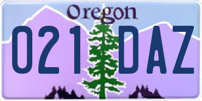 OR license plate 021DAZ