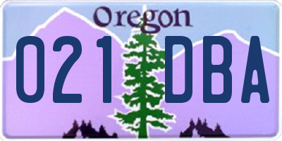OR license plate 021DBA