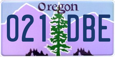 OR license plate 021DBE