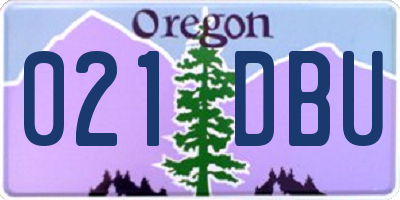 OR license plate 021DBU
