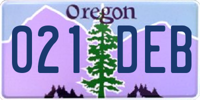 OR license plate 021DEB