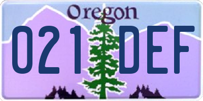 OR license plate 021DEF