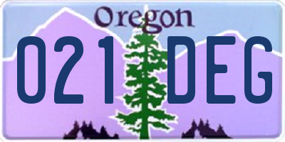 OR license plate 021DEG