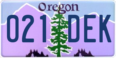 OR license plate 021DEK