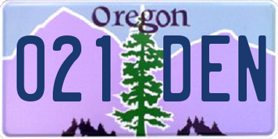OR license plate 021DEN
