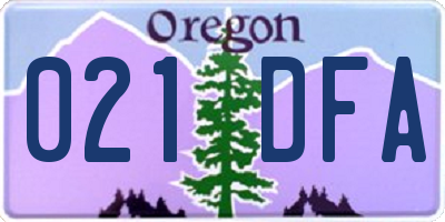 OR license plate 021DFA