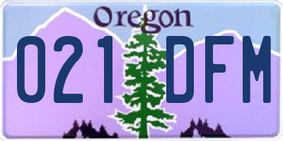 OR license plate 021DFM