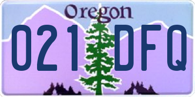 OR license plate 021DFQ