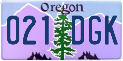 OR license plate 021DGK