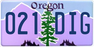 OR license plate 021DIG