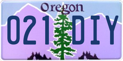 OR license plate 021DIY