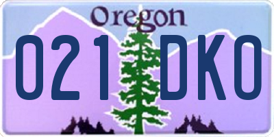 OR license plate 021DKO