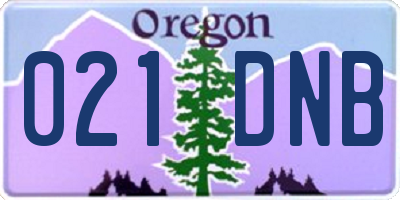 OR license plate 021DNB