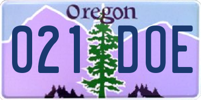 OR license plate 021DOE