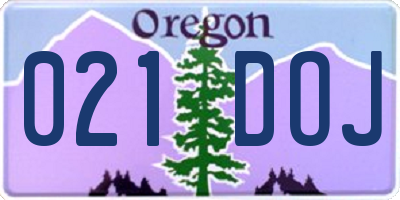 OR license plate 021DOJ