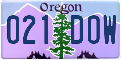 OR license plate 021DOW