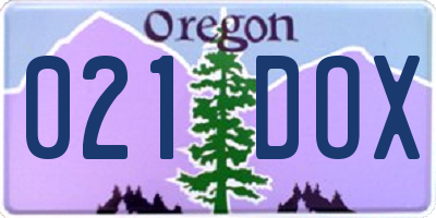 OR license plate 021DOX