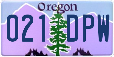 OR license plate 021DPW