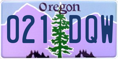 OR license plate 021DQW