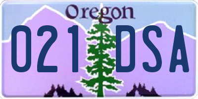 OR license plate 021DSA