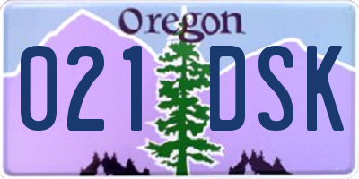 OR license plate 021DSK