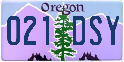 OR license plate 021DSY