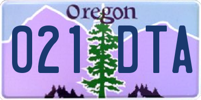 OR license plate 021DTA