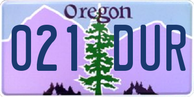 OR license plate 021DUR