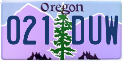 OR license plate 021DUW