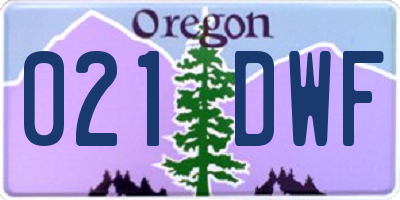OR license plate 021DWF