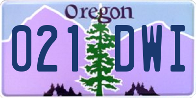 OR license plate 021DWI