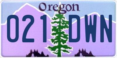 OR license plate 021DWN