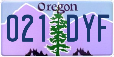 OR license plate 021DYF