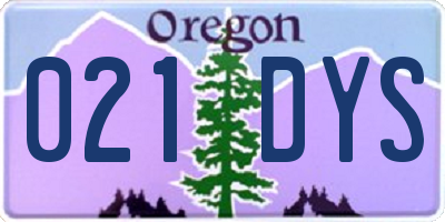 OR license plate 021DYS
