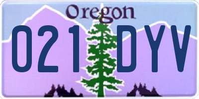 OR license plate 021DYV