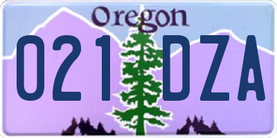 OR license plate 021DZA