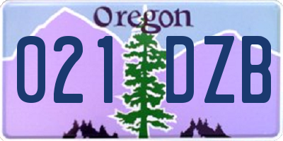 OR license plate 021DZB