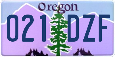 OR license plate 021DZF