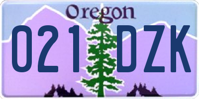 OR license plate 021DZK